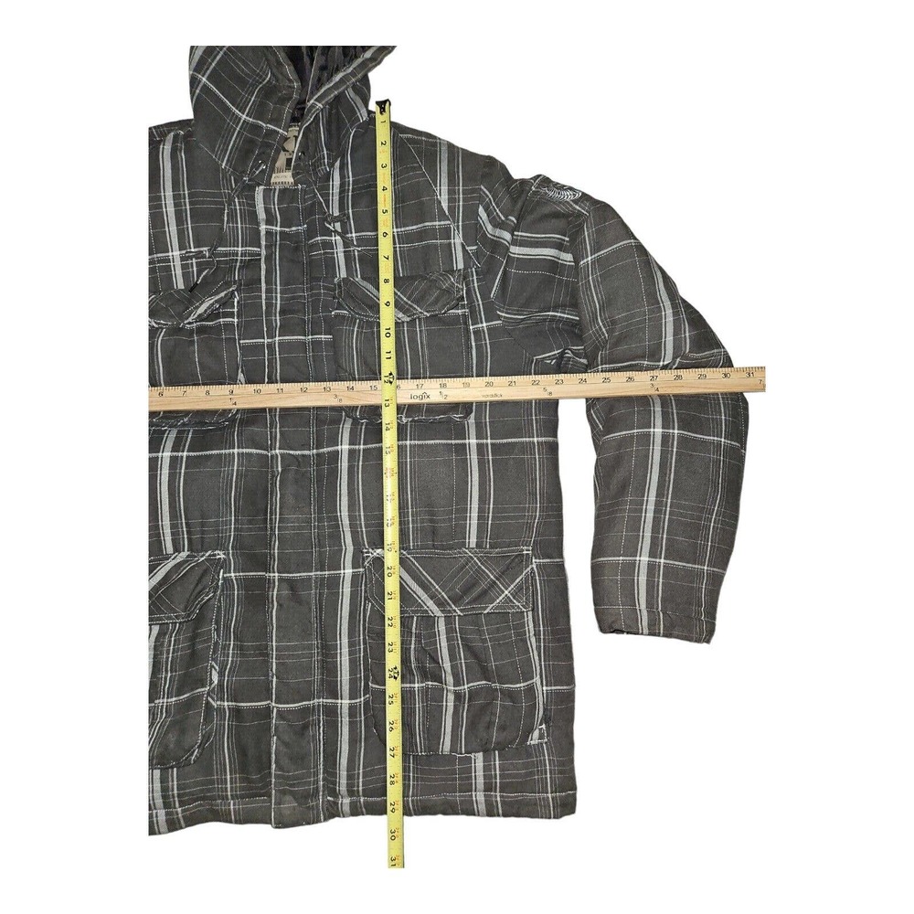 BKE Coat Large Men's Tartan Plaid Heavy Hooded Drawstring Hipster Preppy - Picture 3 of 15